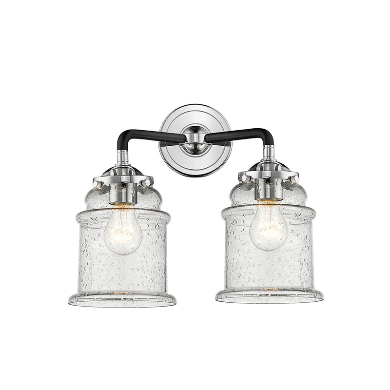 Canton Bath Vanity Light shown in the Black Polished Nickel finish with a Seedy shade