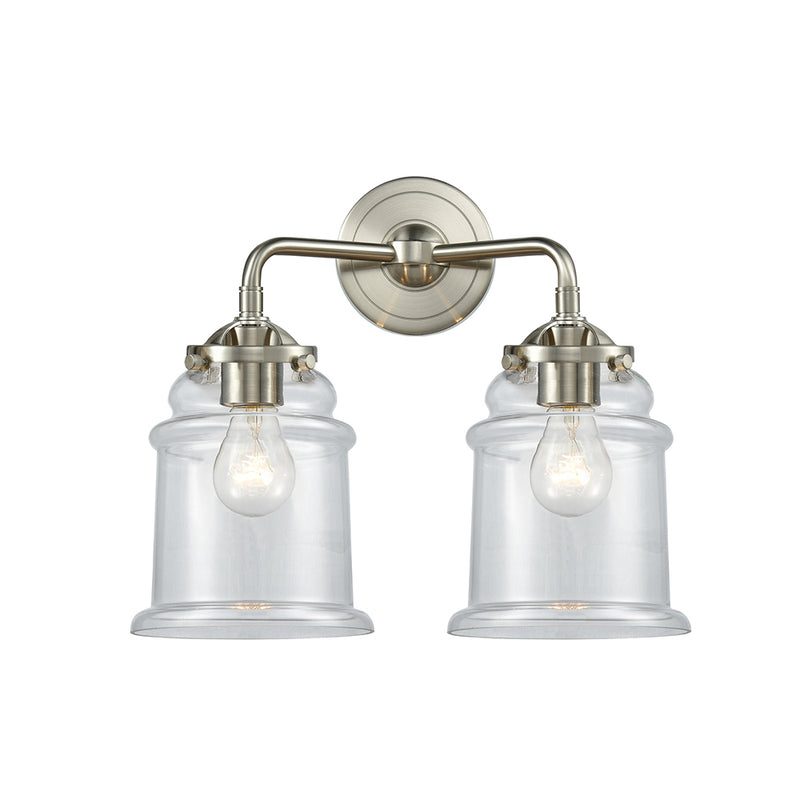 Canton Bath Vanity Light shown in the Brushed Satin Nickel finish with a Clear shade