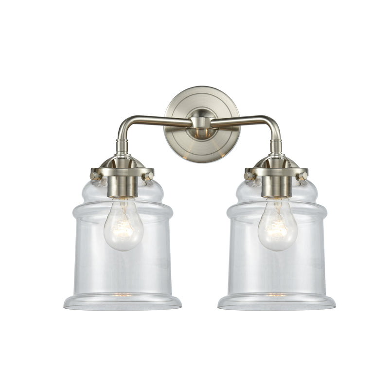 Canton Bath Vanity Light shown in the Brushed Satin Nickel finish with a Clear shade