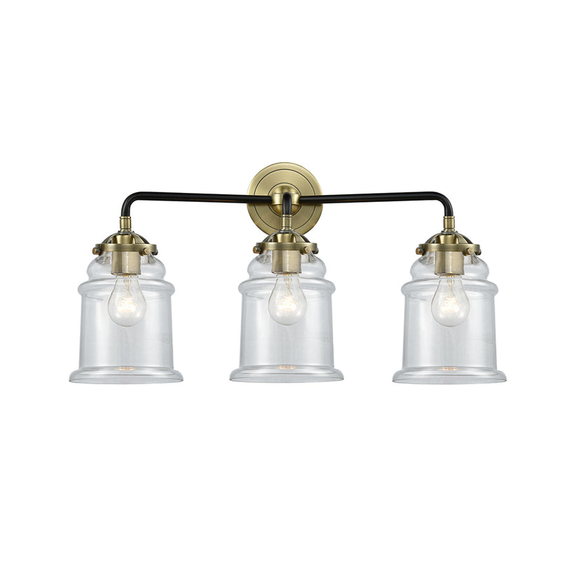 Canton Bath Vanity Light shown in the Black Antique Brass finish with a Clear shade