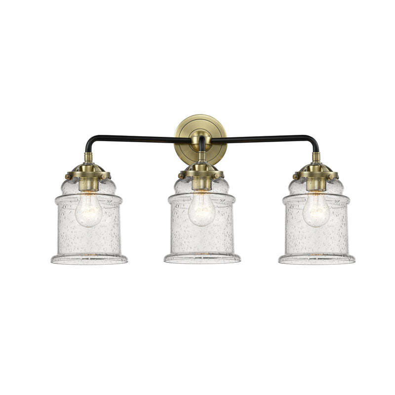 Canton Bath Vanity Light shown in the Black Antique Brass finish with a Seedy shade
