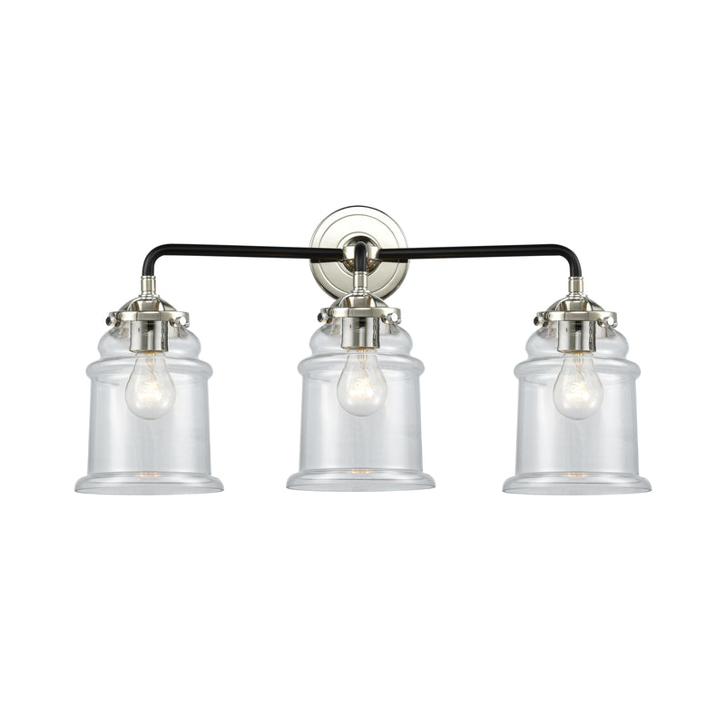 Canton Bath Vanity Light shown in the Black Polished Nickel finish with a Clear shade