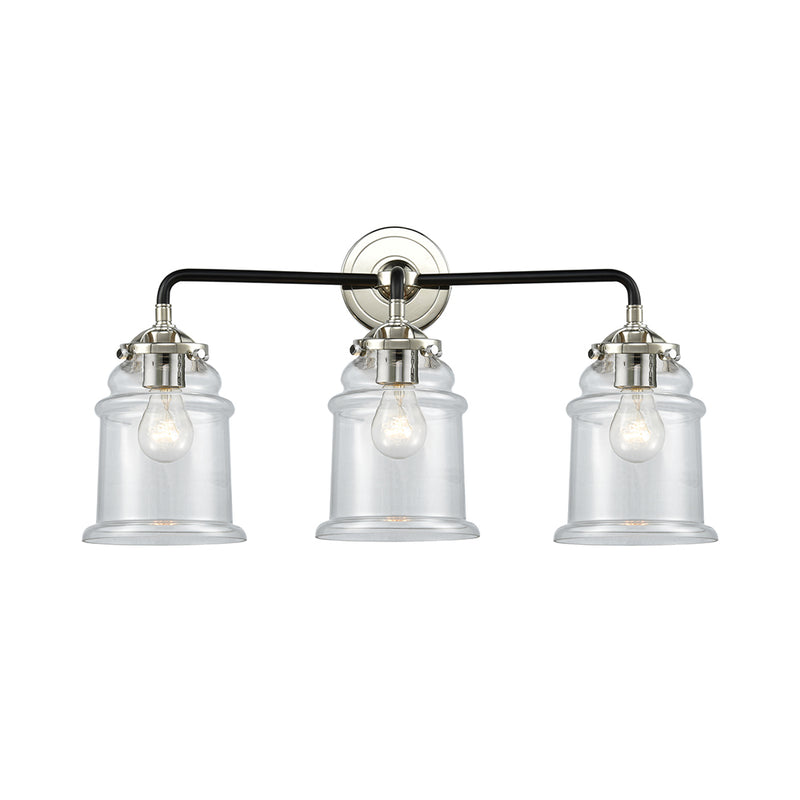 Canton Bath Vanity Light shown in the Black Polished Nickel finish with a Clear shade
