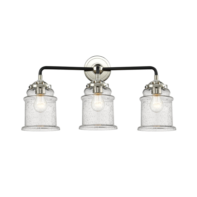 Canton Bath Vanity Light shown in the Black Polished Nickel finish with a Seedy shade