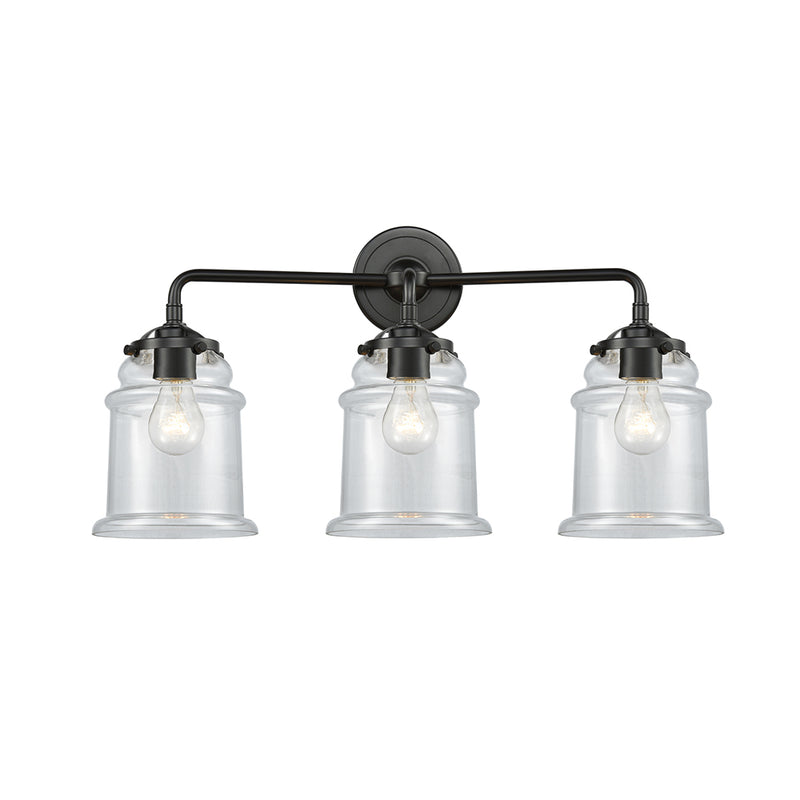 Canton Bath Vanity Light shown in the Oil Rubbed Bronze finish with a Clear shade