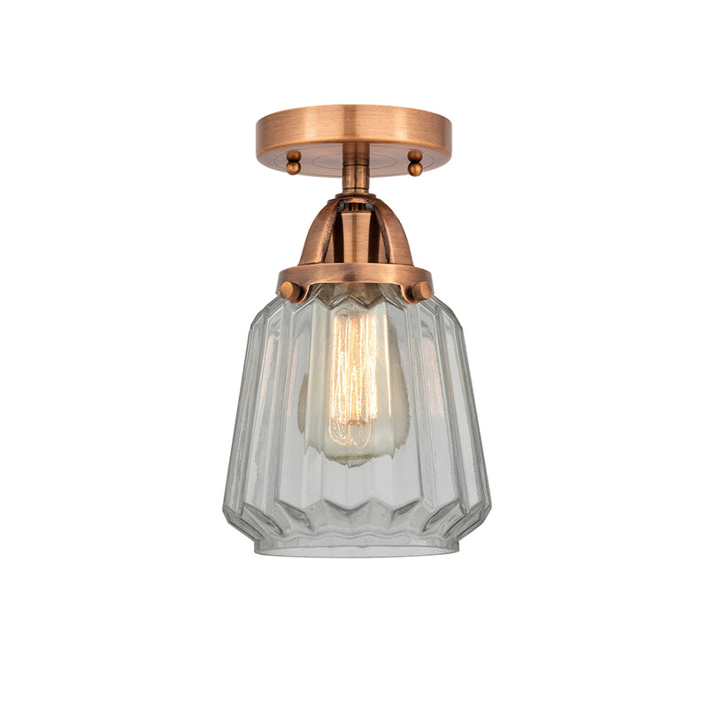 Chatham Semi-Flush Mount shown in the Antique Copper finish with a Clear shade