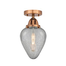 Geneseo Semi-Flush Mount shown in the Antique Copper finish with a Clear Crackled shade