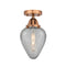 Geneseo Semi-Flush Mount shown in the Antique Copper finish with a Clear Crackled shade