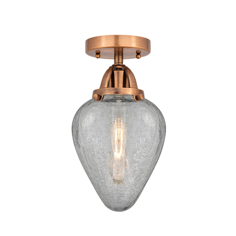 Geneseo Semi-Flush Mount shown in the Antique Copper finish with a Clear Crackled shade