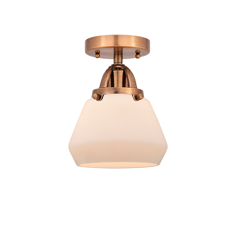 Fulton Semi-Flush Mount shown in the Antique Copper finish with a Matte White shade