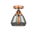 Fulton Semi-Flush Mount shown in the Antique Copper finish with a Plated Smoke shade