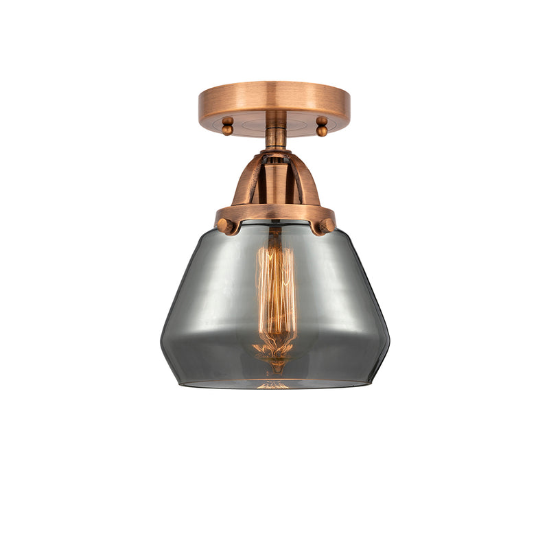 Fulton Semi-Flush Mount shown in the Antique Copper finish with a Plated Smoke shade