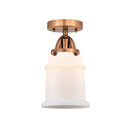 Canton Semi-Flush Mount shown in the Antique Copper finish with a Matte White shade