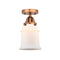 Canton Semi-Flush Mount shown in the Antique Copper finish with a Matte White shade