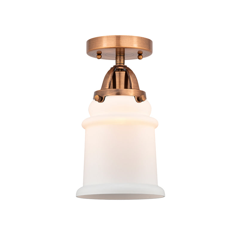 Canton Semi-Flush Mount shown in the Antique Copper finish with a Matte White shade