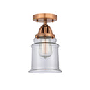 Canton Semi-Flush Mount shown in the Antique Copper finish with a Clear shade