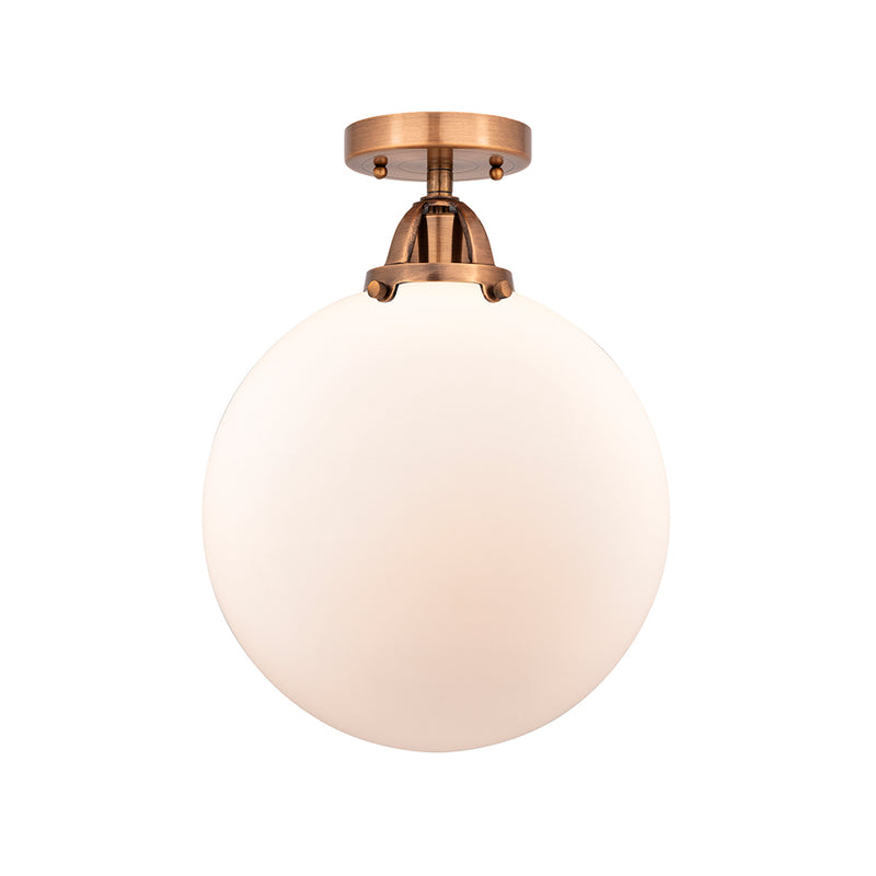 Beacon Semi-Flush Mount shown in the Antique Copper finish with a Matte White shade