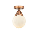 Beacon Semi-Flush Mount shown in the Antique Copper finish with a Matte White shade