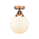 Beacon Semi-Flush Mount shown in the Antique Copper finish with a Matte White shade