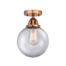 Beacon Semi-Flush Mount shown in the Antique Copper finish with a Clear shade