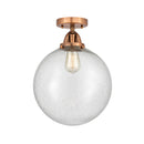 Beacon Semi-Flush Mount shown in the Antique Copper finish with a Seedy shade