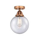 Beacon Semi-Flush Mount shown in the Antique Copper finish with a Seedy shade