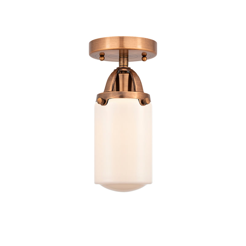 Dover Semi-Flush Mount shown in the Antique Copper finish with a Matte White shade