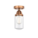 Dover Semi-Flush Mount shown in the Antique Copper finish with a Clear shade