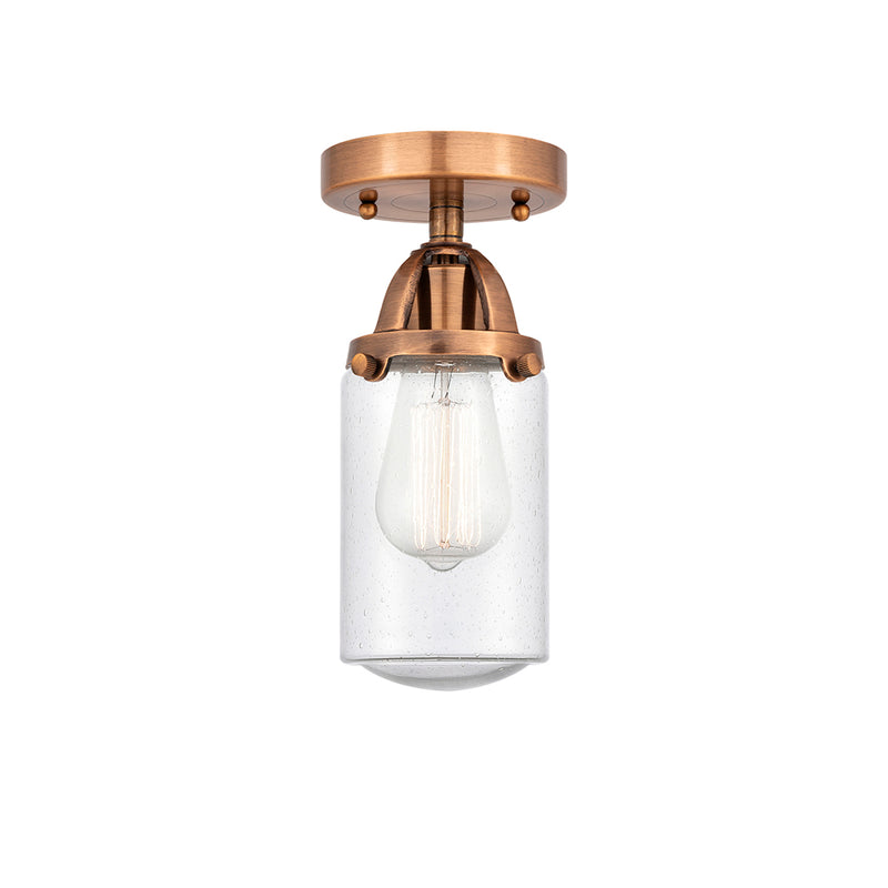 Dover Semi-Flush Mount shown in the Antique Copper finish with a Seedy shade