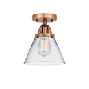 Cone Semi-Flush Mount shown in the Antique Copper finish with a Clear shade