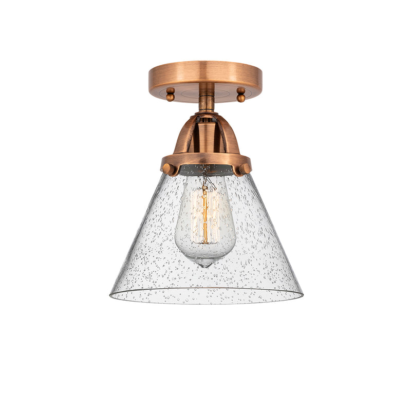 Cone Semi-Flush Mount shown in the Antique Copper finish with a Seedy shade