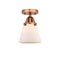 Cone Semi-Flush Mount shown in the Antique Copper finish with a Matte White shade