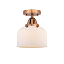 Bell Semi-Flush Mount shown in the Antique Copper finish with a Matte White shade