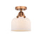 Bell Semi-Flush Mount shown in the Antique Copper finish with a Matte White shade