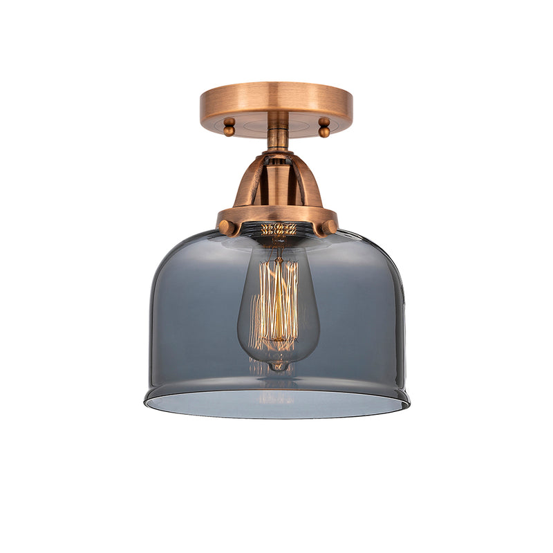 Bell Semi-Flush Mount shown in the Antique Copper finish with a Plated Smoke shade