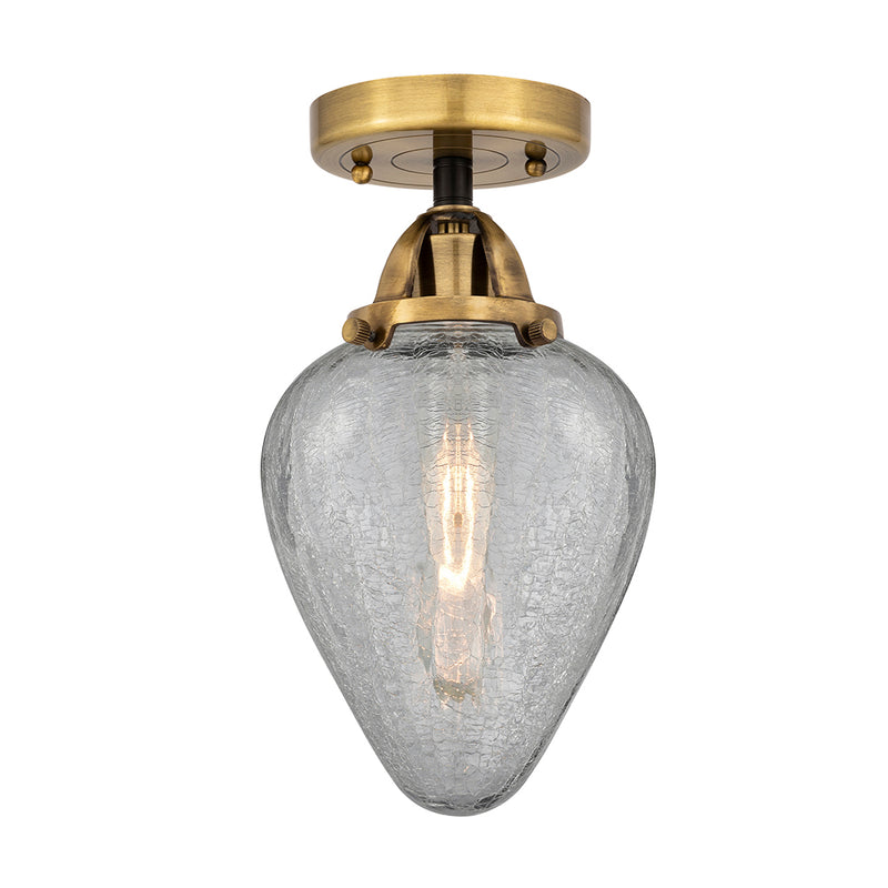 Geneseo Semi-Flush Mount shown in the Black Antique Brass finish with a Clear Crackled shade