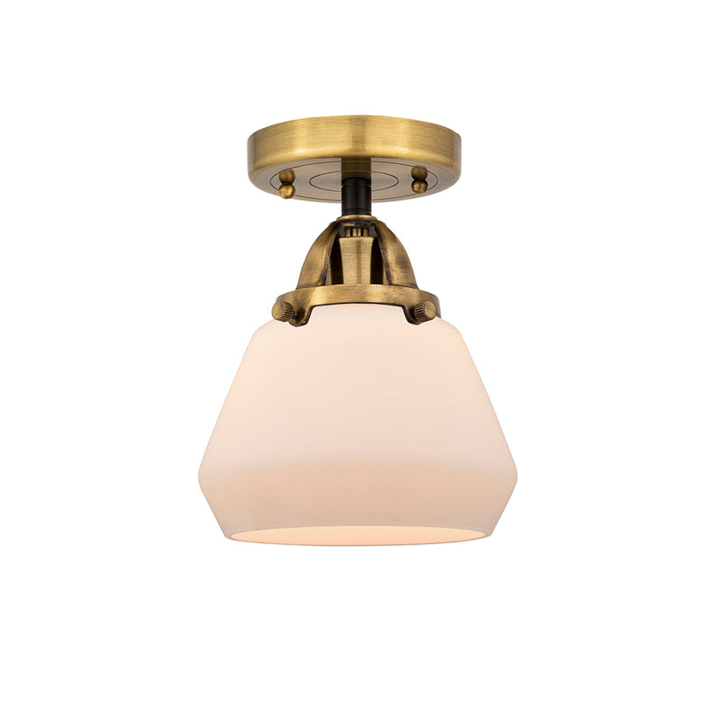 Fulton Semi-Flush Mount shown in the Black Antique Brass finish with a Matte White shade