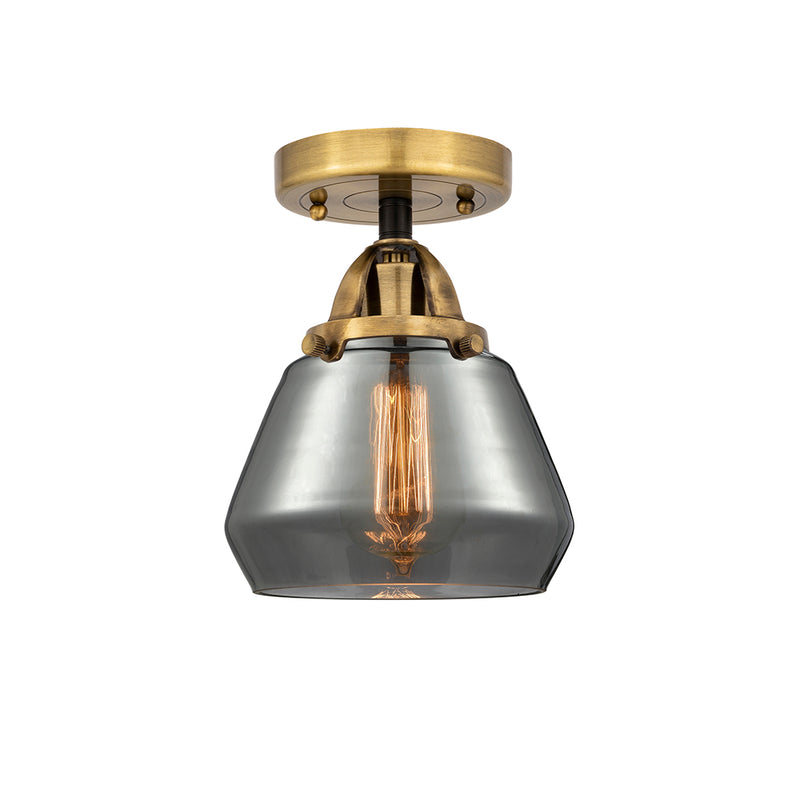 Fulton Semi-Flush Mount shown in the Black Antique Brass finish with a Plated Smoke shade