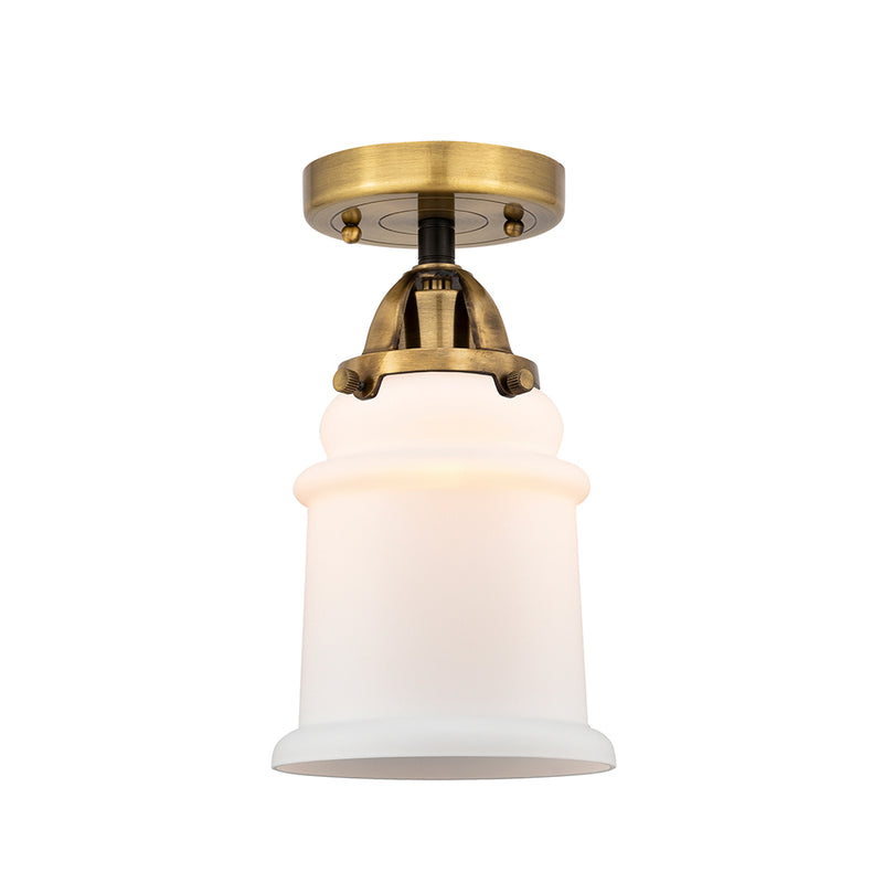 Canton Semi-Flush Mount shown in the Black Antique Brass finish with a Matte White shade