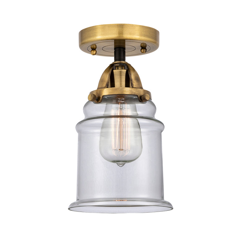 Canton Semi-Flush Mount shown in the Black Antique Brass finish with a Clear shade