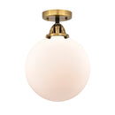 Beacon Semi-Flush Mount shown in the Black Antique Brass finish with a Matte White shade