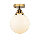 Beacon Semi-Flush Mount shown in the Black Antique Brass finish with a Matte White shade