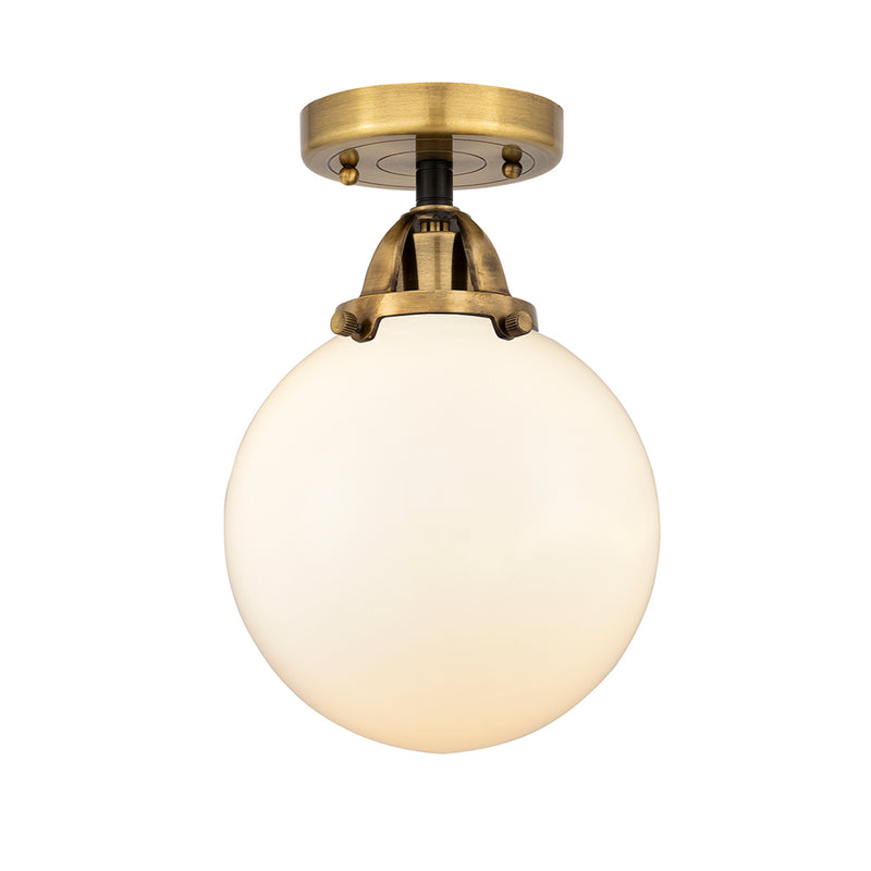 Beacon Semi-Flush Mount shown in the Black Antique Brass finish with a Matte White shade