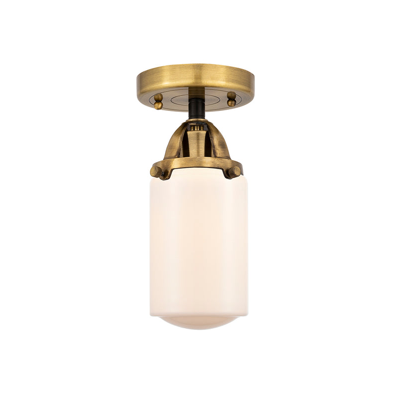 Dover Semi-Flush Mount shown in the Black Antique Brass finish with a Matte White shade