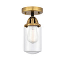 Dover Semi-Flush Mount shown in the Black Antique Brass finish with a Clear shade