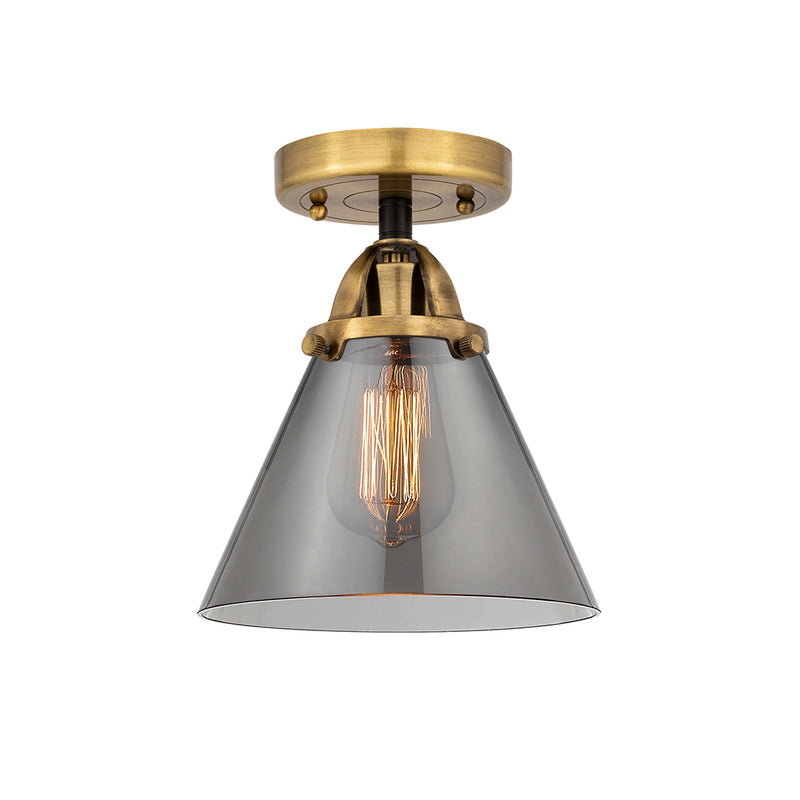 Cone Semi-Flush Mount shown in the Black Antique Brass finish with a Plated Smoke shade