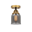 Bell Semi-Flush Mount shown in the Black Antique Brass finish with a Plated Smoke shade