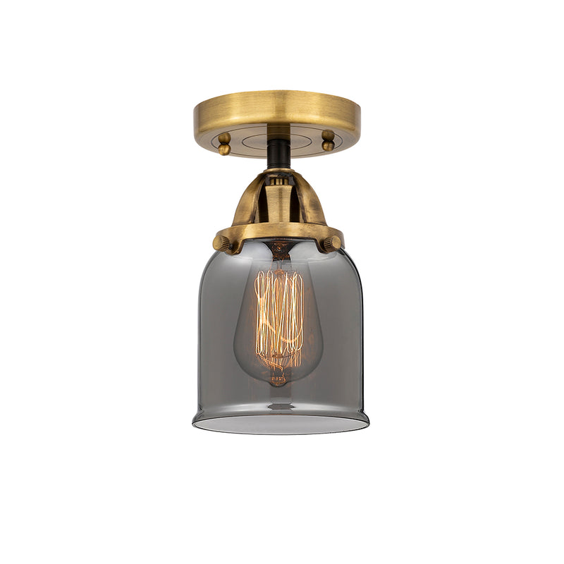 Bell Semi-Flush Mount shown in the Black Antique Brass finish with a Plated Smoke shade