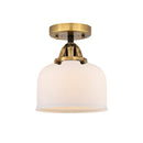 Bell Semi-Flush Mount shown in the Black Antique Brass finish with a Matte White shade