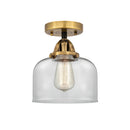 Bell Semi-Flush Mount shown in the Black Antique Brass finish with a Clear shade